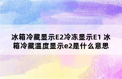 冰箱冷藏显示E2冷冻显示E1 冰箱冷藏温度显示e2是什么意思